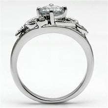 3W034 - Brass Ring Rhodium Women AAA Grade CZ Clear