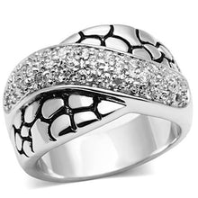 3W037 - Brass Ring Rhodium Women AAA Grade CZ Clear