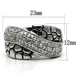 3W037 - Brass Ring Rhodium Women AAA Grade CZ Clear