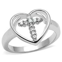 3W046 - Brass Ring Rhodium Women AAA Grade CZ Clear