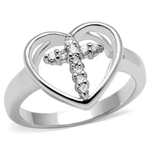 3W046 - Brass Ring Rhodium Women AAA Grade CZ Clear