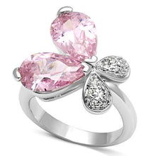 3W051 - Brass Ring Rhodium Women AAA Grade CZ Rose