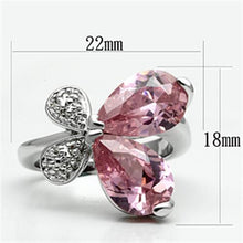 3W051 - Brass Ring Rhodium Women AAA Grade CZ Rose
