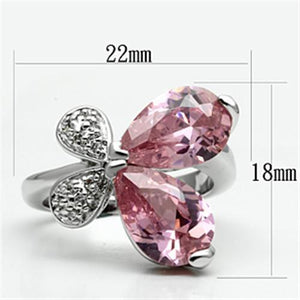 3W051 - Brass Ring Rhodium Women AAA Grade CZ Rose
