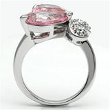 3W051 - Brass Ring Rhodium Women AAA Grade CZ Rose