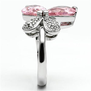 3W051 - Brass Ring Rhodium Women AAA Grade CZ Rose