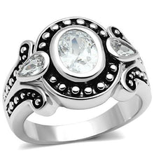3W056 - Brass Ring Rhodium Women AAA Grade CZ Clear