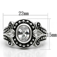 3W056 - Brass Ring Rhodium Women AAA Grade CZ Clear