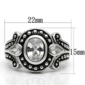 3W056 - Brass Ring Rhodium Women AAA Grade CZ Clear