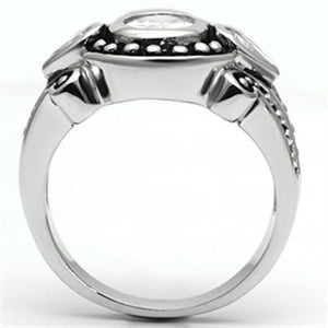 3W056 - Brass Ring Rhodium Women AAA Grade CZ Clear