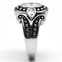 3W056 - Brass Ring Rhodium Women AAA Grade CZ Clear