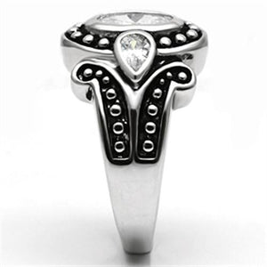 3W056 - Brass Ring Rhodium Women AAA Grade CZ Clear