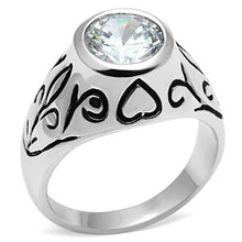 3W057 - Brass Ring Rhodium Women AAA Grade CZ Clear