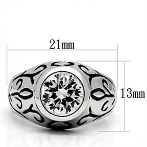 3W057 - Brass Ring Rhodium Women AAA Grade CZ Clear