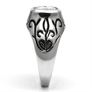 3W057 - Brass Ring Rhodium Women AAA Grade CZ Clear