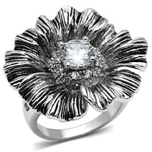 3W060 - Brass Ring Rhodium Women AAA Grade CZ Clear