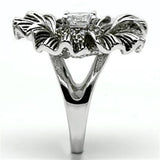 3W060 - Brass Ring Rhodium Women AAA Grade CZ Clear