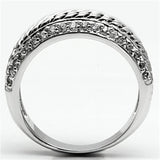 3W065 - Brass Ring Rhodium Women AAA Grade CZ Clear