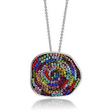 3W071 - Rhodium Brass Pendant with Top Grade Crystal  in Multi Color