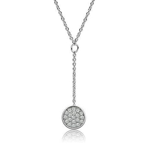 3W077 - Brass Necklace Rhodium Women AAA Grade CZ Clear