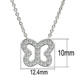 3W078 - Brass Necklace Rhodium Women AAA Grade CZ Clear
