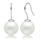 3W087 - Brass Earrings Rhodium Women Synthetic White