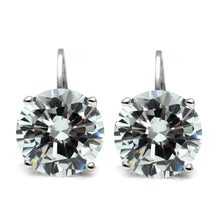 3W090 - Rhodium Brass Earrings with AAA Grade CZ  in Clear