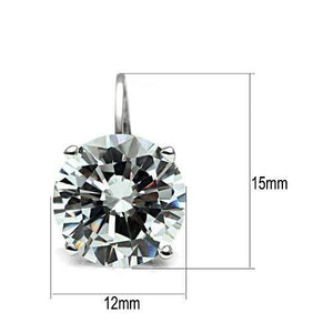 3W090 - Rhodium Brass Earrings with AAA Grade CZ  in Clear