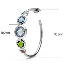 3W098 - Brass Earrings Rhodium Women AAA Grade CZ Multi Color