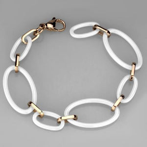 3W1004 - Stainless Steel Bracelet IP Rose Gold(Ion Plating) Women Ceramic White
