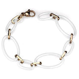 3W1004 - Stainless Steel Bracelet IP Rose Gold(Ion Plating) Women Ceramic White