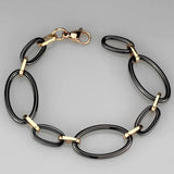 3W1005 - Stainless Steel Bracelet IP Rose Gold(Ion Plating) Women Ceramic Jet