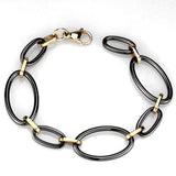 3W1005 - Stainless Steel Bracelet IP Rose Gold(Ion Plating) Women Ceramic Jet