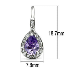 3W100 - Brass Earrings Rhodium Women AAA Grade CZ Amethyst