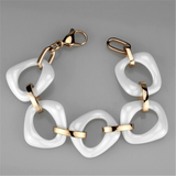 3W1010 - Stainless Steel Bracelet IP Rose Gold(Ion Plating) Women Ceramic White