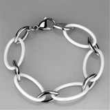 3W1014 - Stainless Steel Bracelet High polished (no plating) Women Ceramic White