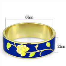 3W1018 - White Metal Bangle Gold Women Epoxy Capri Blue