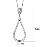 3W1019 - Brass Chain Pendant Rhodium Women AAA Grade CZ Clear