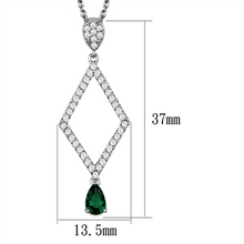 3W1026 - Brass Chain Pendant Rhodium Women Synthetic Emerald