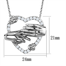 3W1034 - Brass Chain Pendant Rhodium Women AAA Grade CZ Clear
