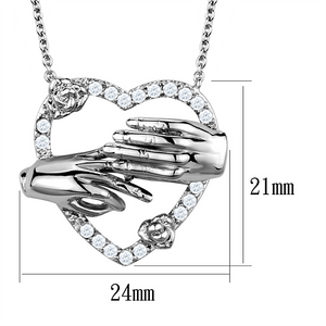 3W1034 - Brass Chain Pendant Rhodium Women AAA Grade CZ Clear