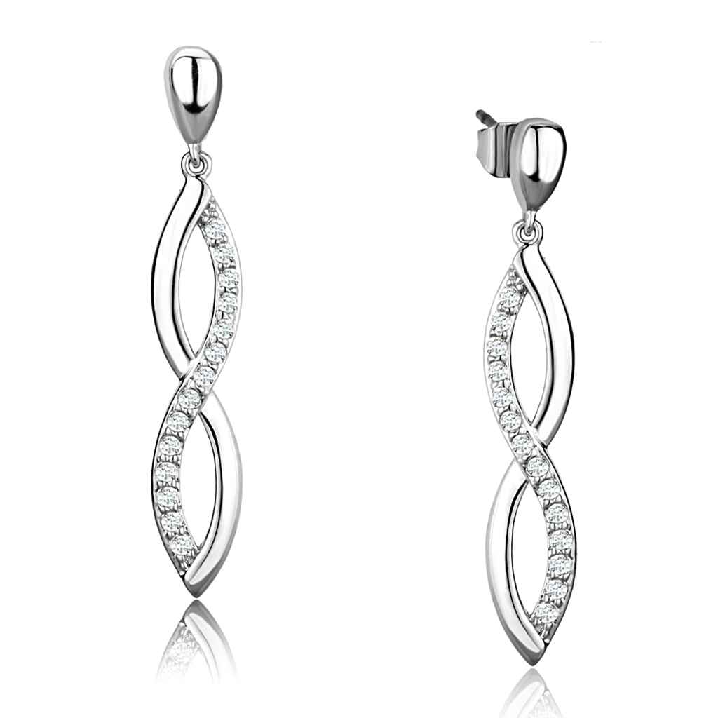 3W1045 - Brass Earrings Rhodium Women AAA Grade CZ Clear