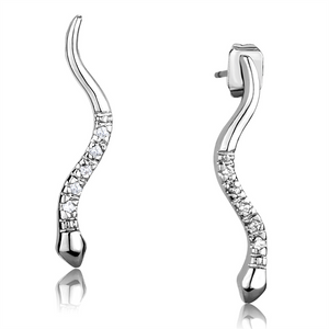 3W1051 - Brass Earrings Rhodium Women AAA Grade CZ Clear