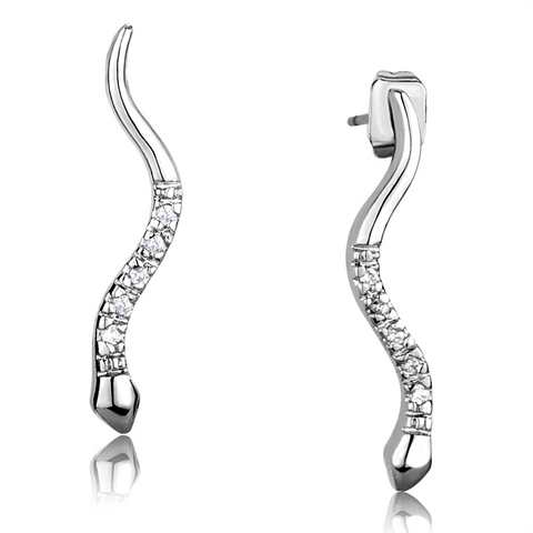 3W1051 - Brass Earrings Rhodium Women AAA Grade CZ Clear