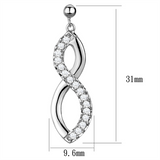 3W1055 - Brass Earrings Rhodium Women AAA Grade CZ Clear