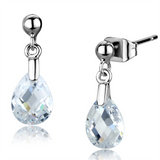 3W1057 - Brass Earrings Rhodium Women AAA Grade CZ Clear