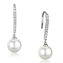 3W1059 - Brass Earrings Rhodium Women Synthetic White