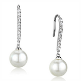 3W1059 - Brass Earrings Rhodium Women Synthetic White
