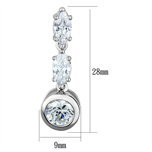 3W1060 - Brass Earrings Rhodium Women AAA Grade CZ Clear