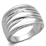 3W1066 - Rhodium Brass Ring with AAA Grade CZ  in Clear